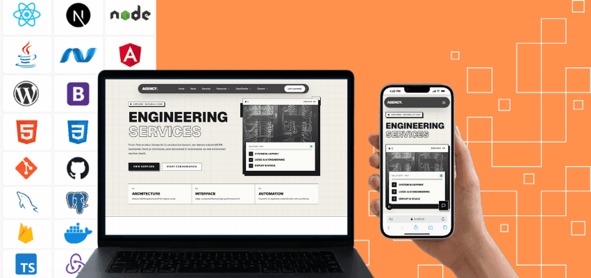 Developer workspace showing custom web engineering
