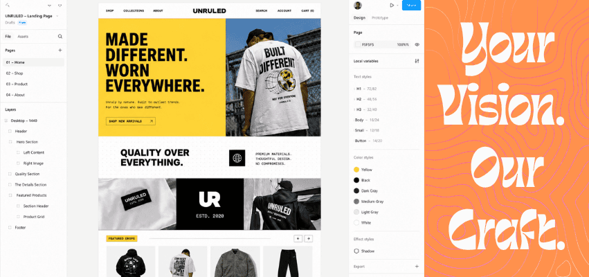 UI and UX design workspace with interface planning